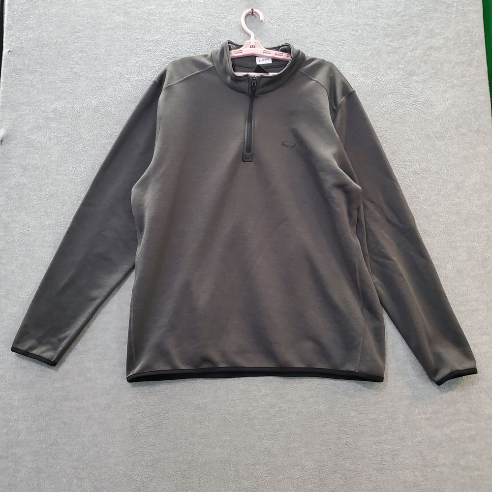 Oakley Men Sweatshirt 2XL Gray 1/4 Zip Logo Embroidered Pullover READ
